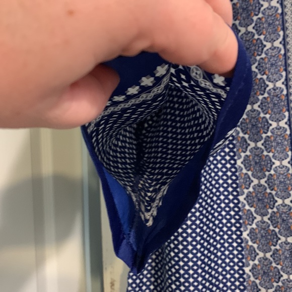 Blue Patterned Adrienne Vittadini Blouse - Picture 8 of 9